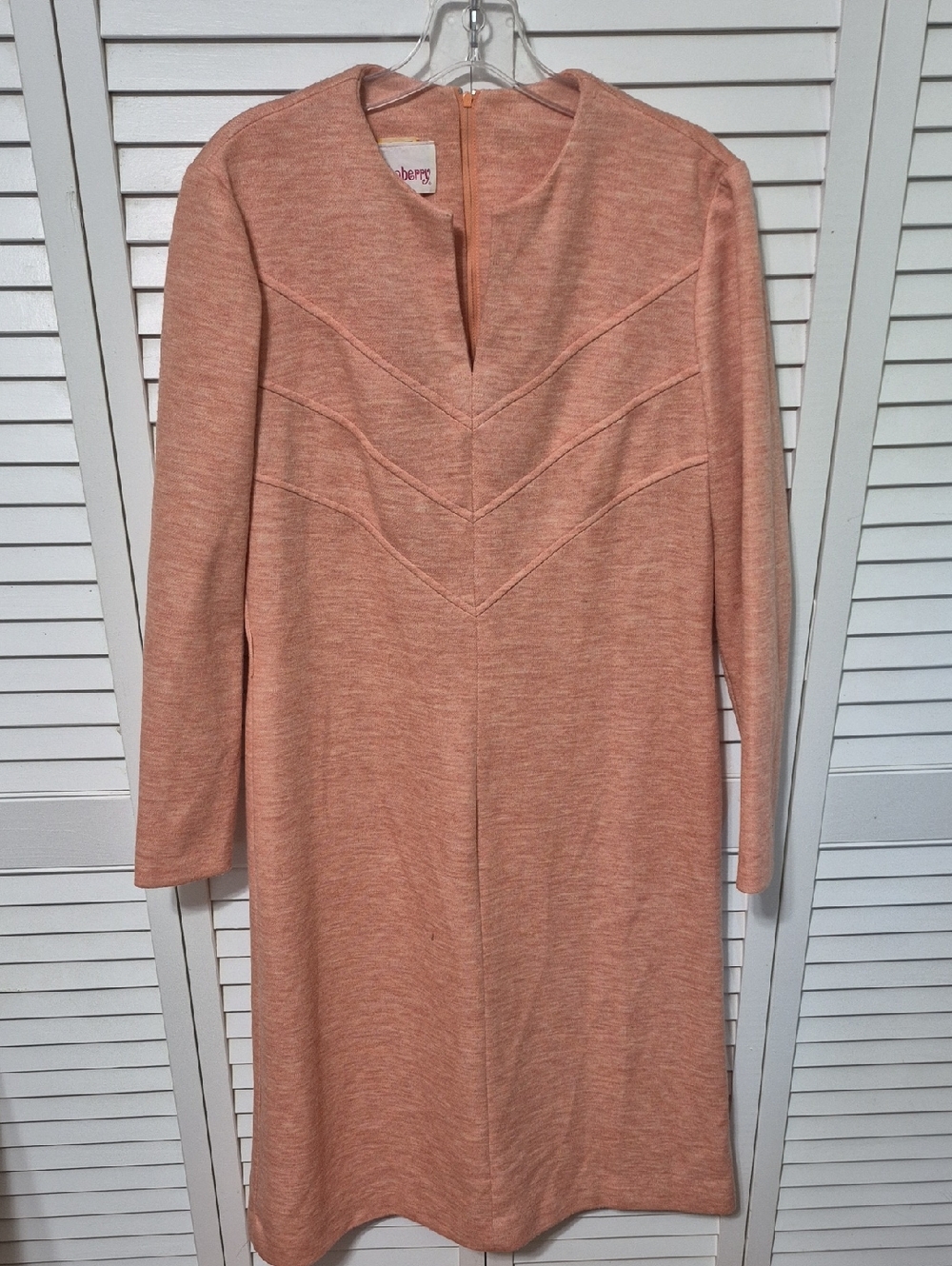 Vintage Peach Long Sleeve Shift Dress
